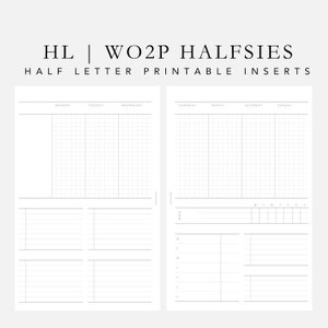 Inserciones para planificadores HL / WO2P halfsies con rastreador de rutina / planificadores imprimibles / discos de media letra encuadernados / insertos para planificadores de plan2create