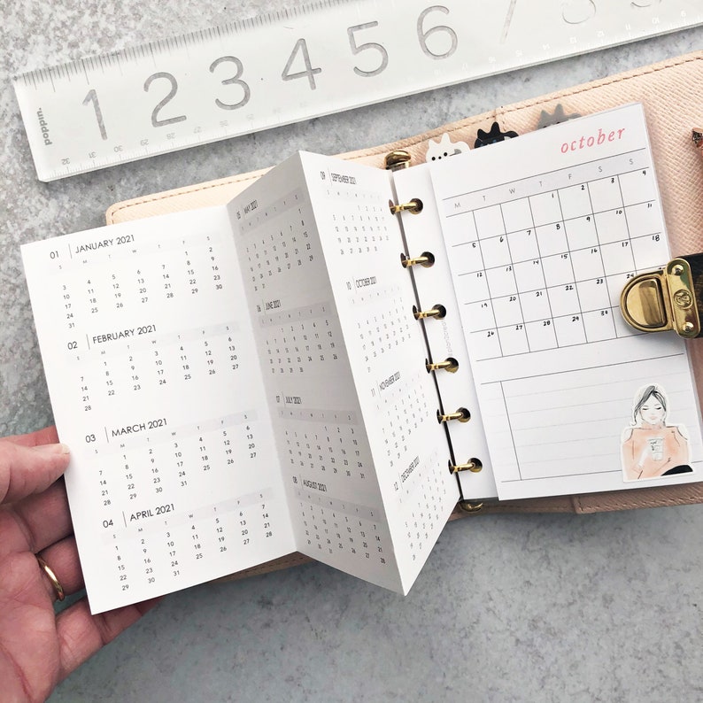 Pocket planner inserts YO1P foldout 2021 year at a glance Etsy