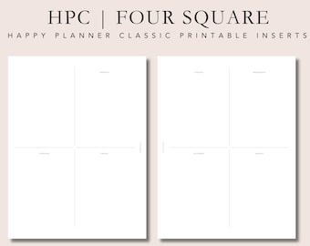 HPC planner inserts | monthly + weekly printable | four square | Happy Planner Classic insert | plan2create