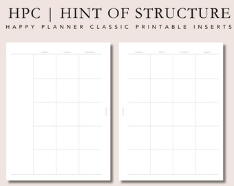 HPC planner inserts | monthly + weekly printable | hint of structure | Happy Planner Classic insert | plan2create
