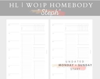 HALF LETTER planner inserts | WO1P homebody Steph |  planner printable | HL disc-bound | plan2create discs planner insert