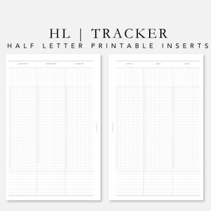 Inserciones para planificadores HL / Seguimiento anual / Planificador imprimible / Discos de media carta encuadernados / Inserciones para planificadores de plan2create