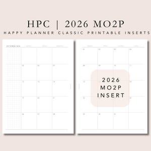 Peut inclure: Un insert de planificateur imprimable pour 2026, avec une mise en page de calendrier mensuel pour octobre. La conception comprend une grille pour les notes et une section en surbrillance avec le texte "2026 MO2P INSERT". Le thème général est un style de planificateur classique.