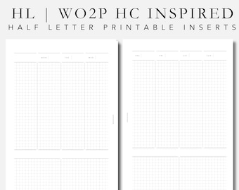 Half Letter Planner Inserts: WO2P Hobonichi Cousin Inspired (PDF Printable)