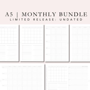 A5 planner inserts | undated MONTHLY bundle | monthly foldout | a5 printable | plan2create insert | printable a5 inserts | MO1P MO2P