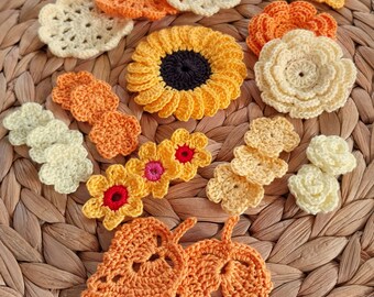 25 Pcs Crochet appliques mix, Crochet doily, Crochet Flower, Crochet star, Embellishments set of 25 - Ready to ship #105