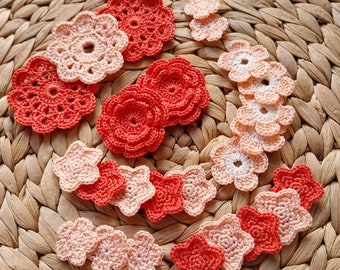 25 Pcs Crochet appliques mix, Crochet doily, Crochet Flower, Crochet star, Embellishments set of 25 - Ready to ship #106