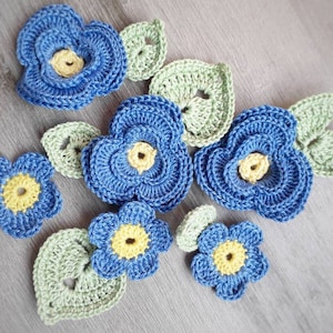 Crochet Flower Appliques: Cotton Embellishments, Set of 12