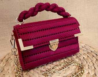 Handgemachte Bordeaux Gold Abend Clutch Tasche, Elegante Zeremonie Hochzeit Geldbörse