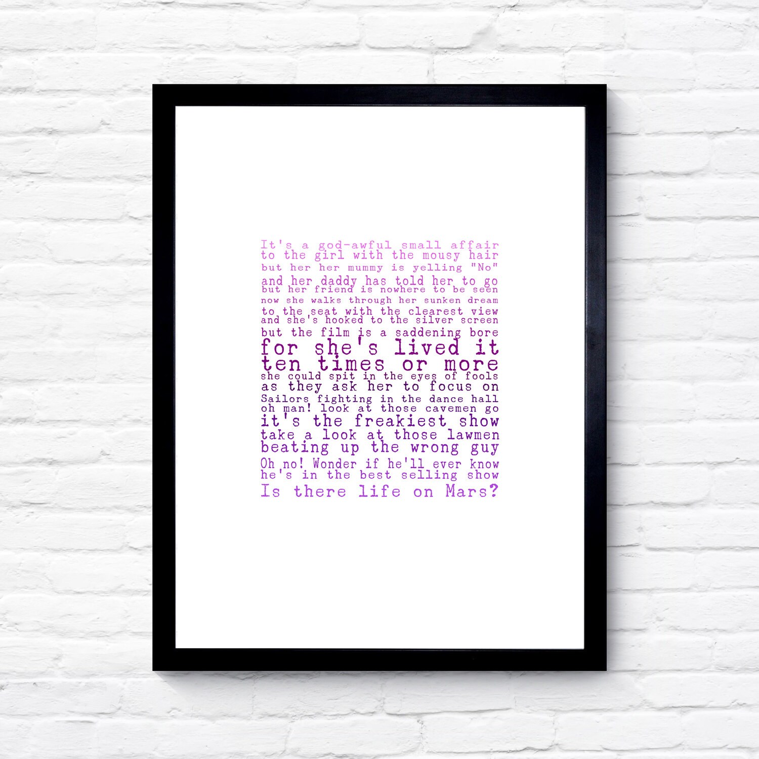 Personalised Song Lyric Print Song Lyric Art Bedroom Decor Etsy