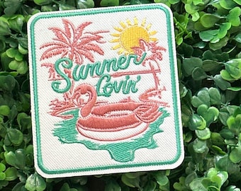 Summer Lovin - Water -Flamingo - Lake - Float - Pool - Sun - Cruise - Embroidery Iron On Patch