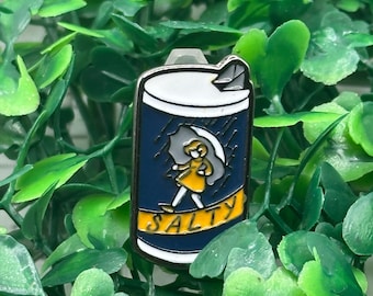 Salty - Rainy Day - Salt Box - Enamel Lapel Pin - Cute Moody Salt Shaker