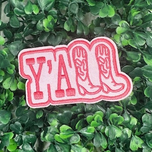 Parche bordado termoadhesivo rosa estilo vaquero del oeste - Botas - Relleno