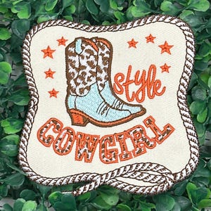 Cowgirl Style-Western Boots - Roping Rodeo Stars - Trucker Hat - Cowgirls - Embroidery Iron On Patch