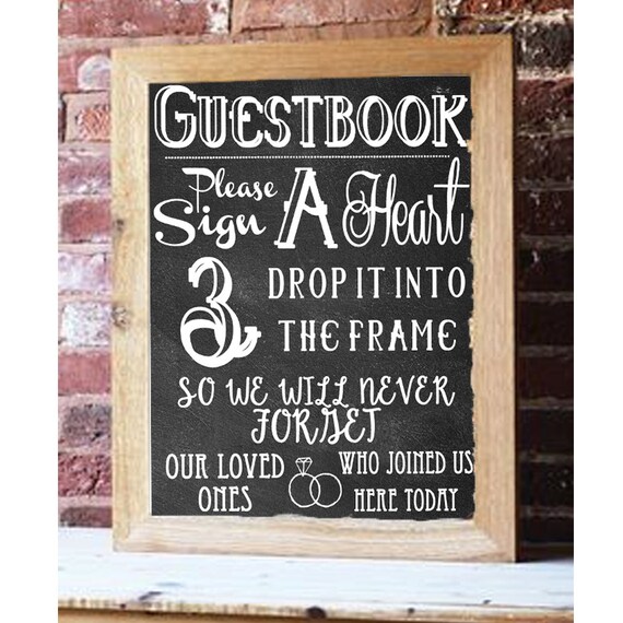 Chalkboard Hearts Guestbook Wedding Diy And Print Image 0