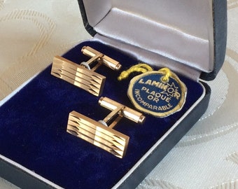 Vintage Gold Cufflinks, French Designer Men's Accessories by Laminor, Found And Flogged