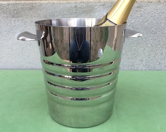 Stainless Steel Champagne Ice Bucket, French Vintage Barware, Found And Flogged