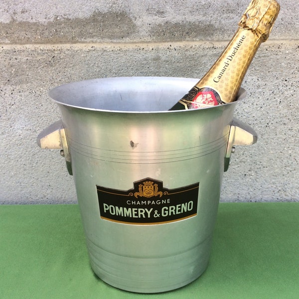 Seau à champagne Pommery, articles de bar vintage français, trouvé et fouetté