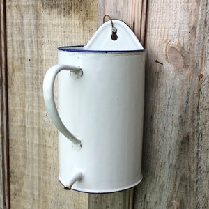 Wall Planter for Herbs or Bulbs, Enameled Kitchen Utensils Storage Can, Found And Flogged