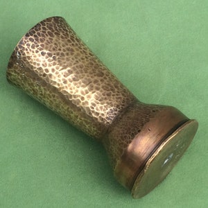 Trench Art Vase, Reshaped And Decorated Antique Brass Case From World War 1