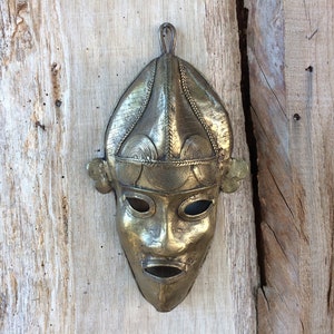 Vintage Brass Mask, Handmade Protective Talisman
