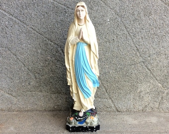 Grande statue de la Vierge Marie de Lourdes, cadeau catholique vintage français