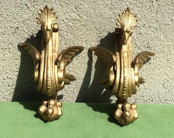 Pair Of Gold Phoenix, Architecural Salvage Mythical Creatures, Found And Flogged