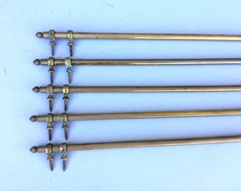 24.75" Antique Brass Curtain Rod With Fixing Loops, Pot Rack, Stair Rod