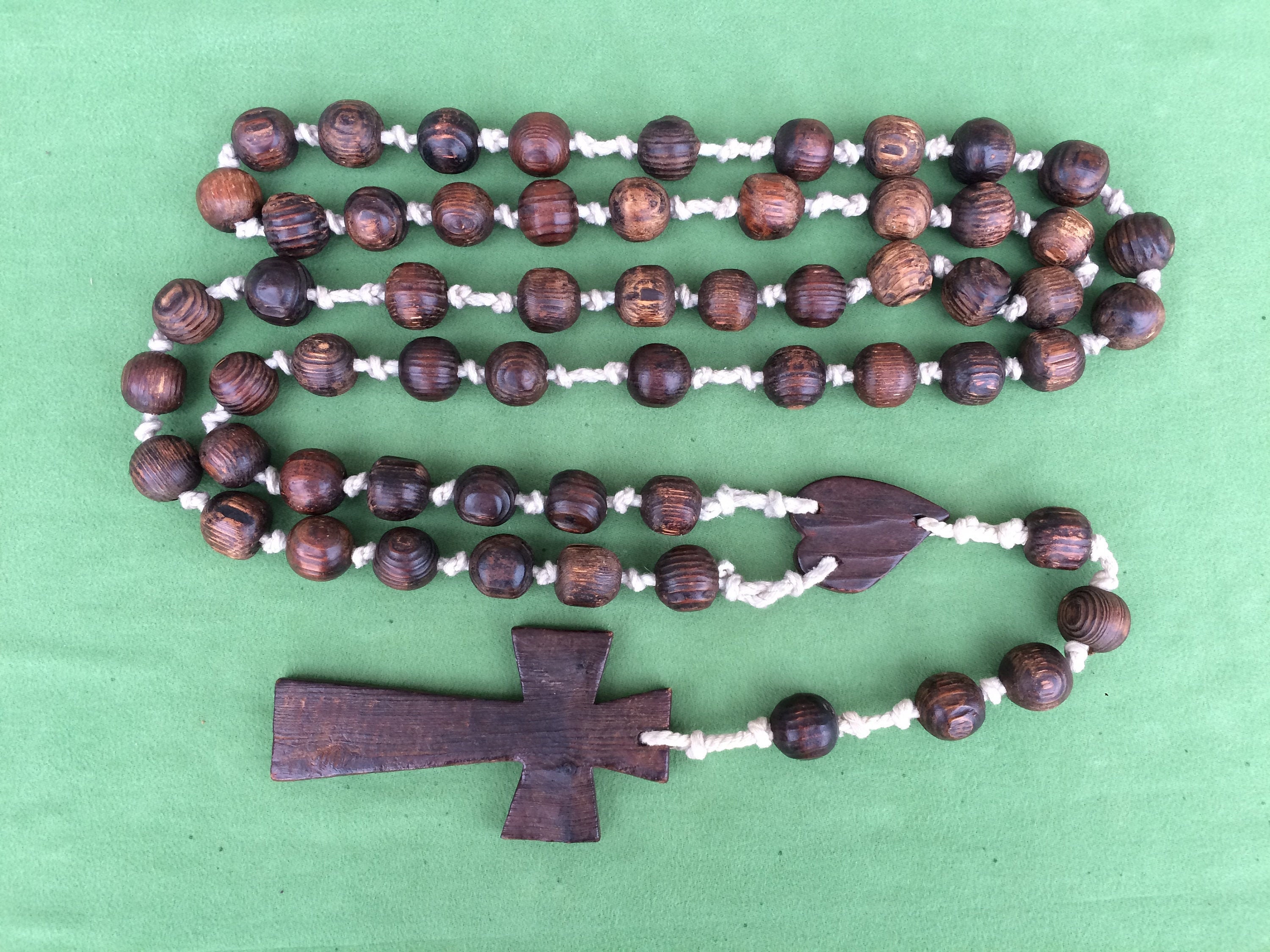 Grand Français Rosaire Catholique Antique, Perles de Prière Du en Bois, Cadeaux Chrétiens, Trouvés e