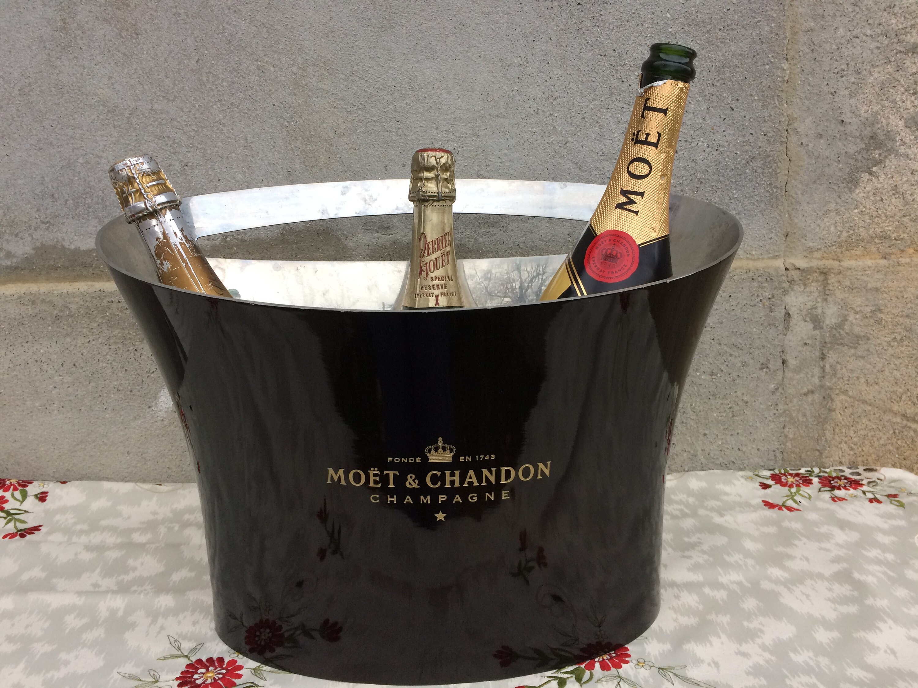 Double Magnum Champagne Bucket By Moet & Chandon, Cooler Ice Chiller, Français Vintage Barware, Foun