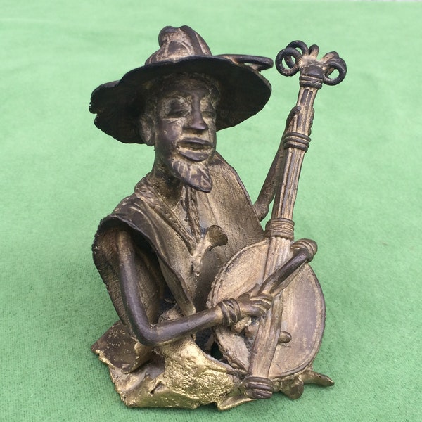 Metal Guitar Player Statue Etsy