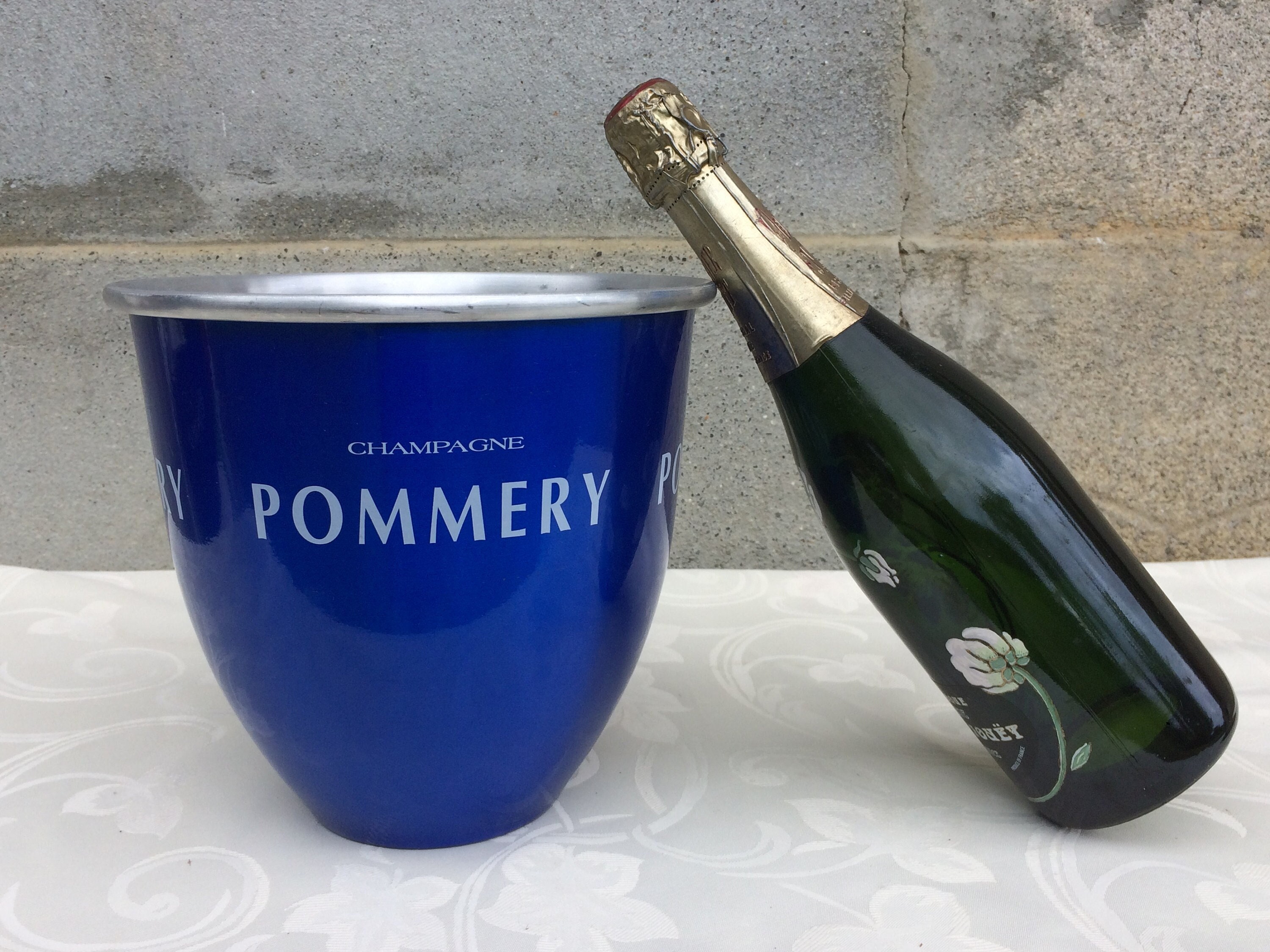 Pommery Champagne Bucket ou Ice Bucket, Français Vintage Blue Cooler Cadeaux, Accessoires de Bar, Tr