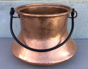 Grande jardinière ancienne, cache pot en cuivre, cadeaux d'anniversaire en cuivre