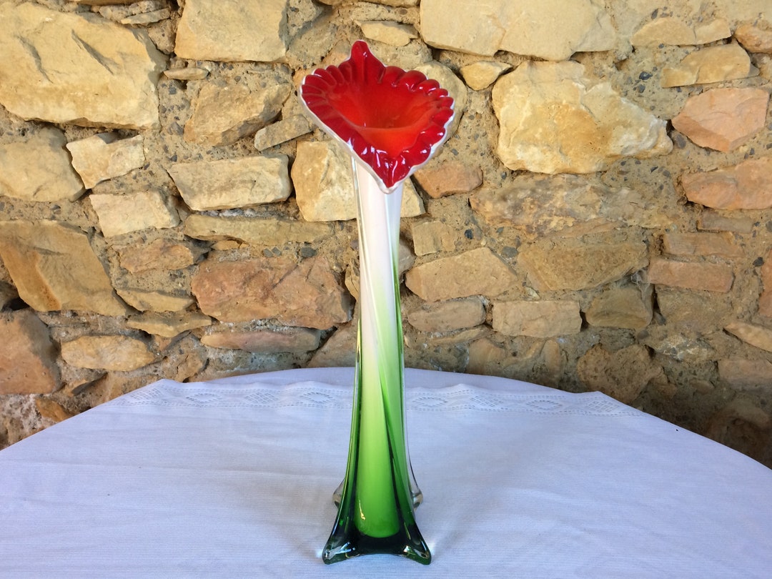 Murano Flower Vase Calla Lily Tall Bud Vase Italian Art Etsy