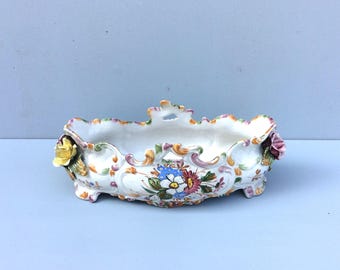 バラが飾られたヴィンテージのイタリア製陶器プランター - Etsy 日本
