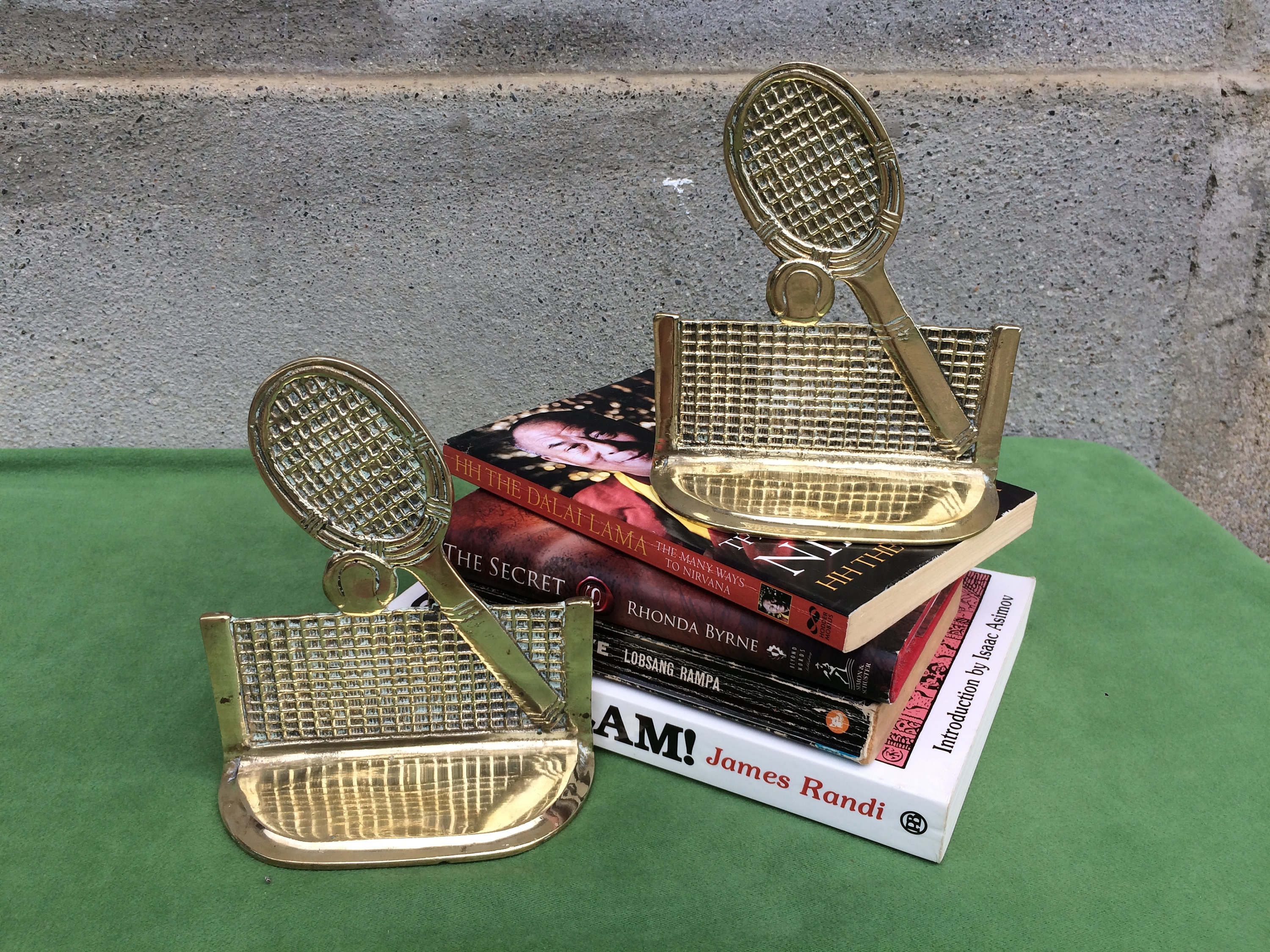 Serre-Livres en Laiton Vintage, Serre-Livres de Bibliothèque sur Le Thème Du Tennis, Décor Stockage 