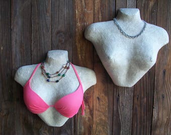 Paper Mache Female Torso Dress Form Sculpture, Mid Century Vintage Salon Decor, Vintage Store Display
