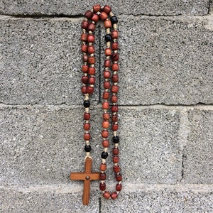 Rosario de pared de 62 pulgadas, cuentas de oración católicas francesas vintage