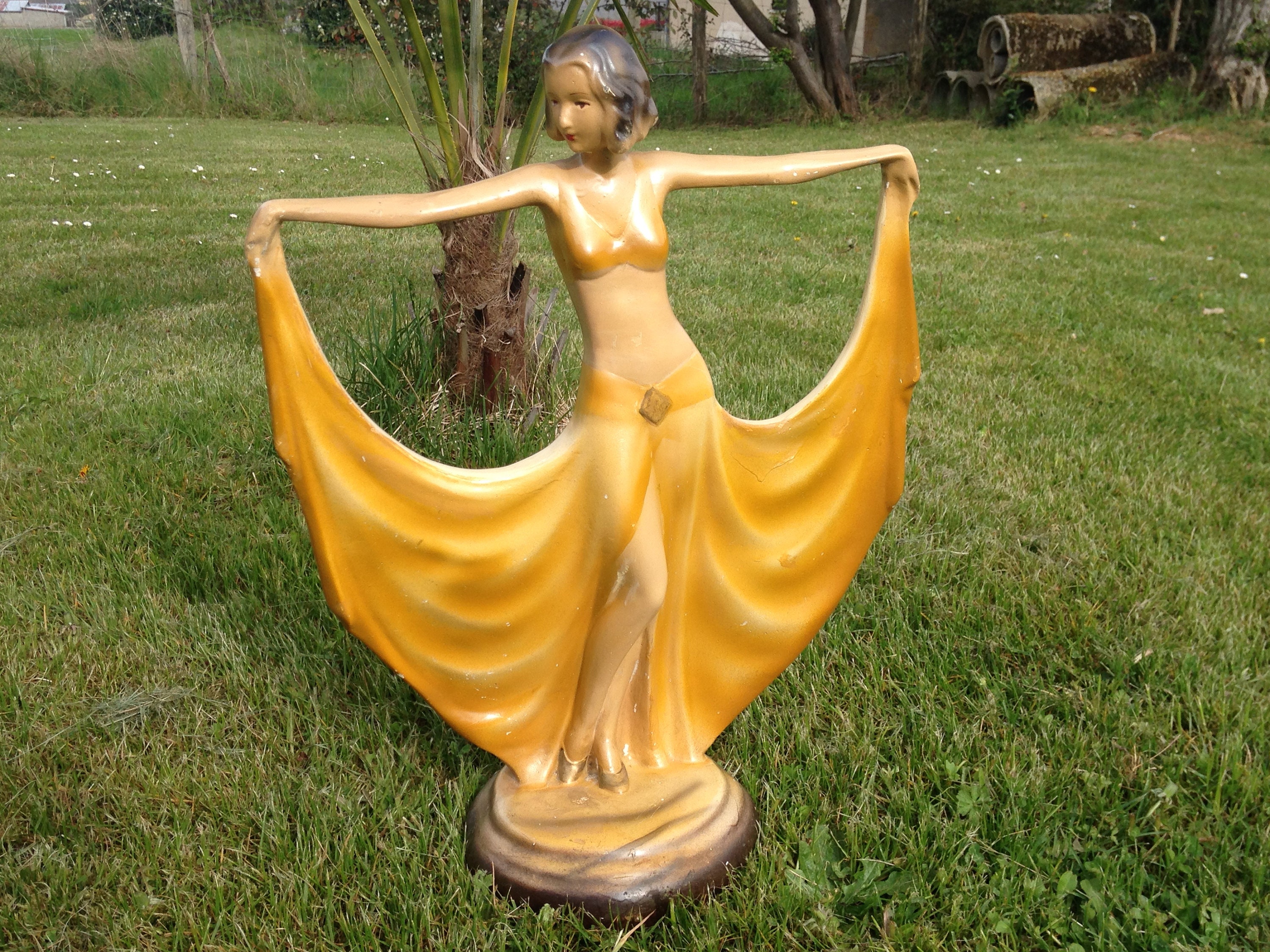 Statue ou Figurine de Femme Dansante Art Déco, Français Statue Antique Grande Femme, Décor Chambre J