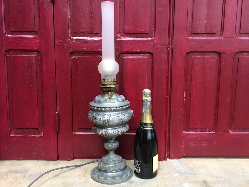Desk Lamp or Accent Lamp One Of A Kind Upcycled Oil or Kerosene Lamp Antique Table Lamp Electric Lantern Antique Room or Table Decor