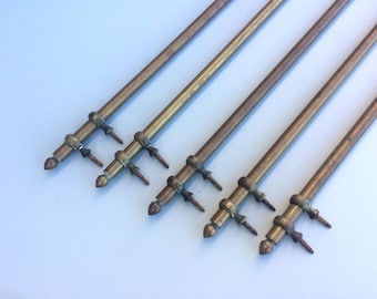 29" Antique French Brass Curtain Rod With Fixing Loops, Stair Rod, Pot Rack