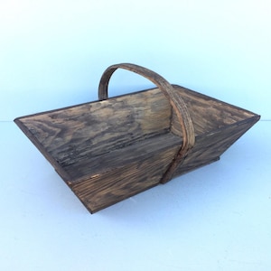 Vintage Wooden Trug, Indoor or Outdoor Basket with Bentwood Handle