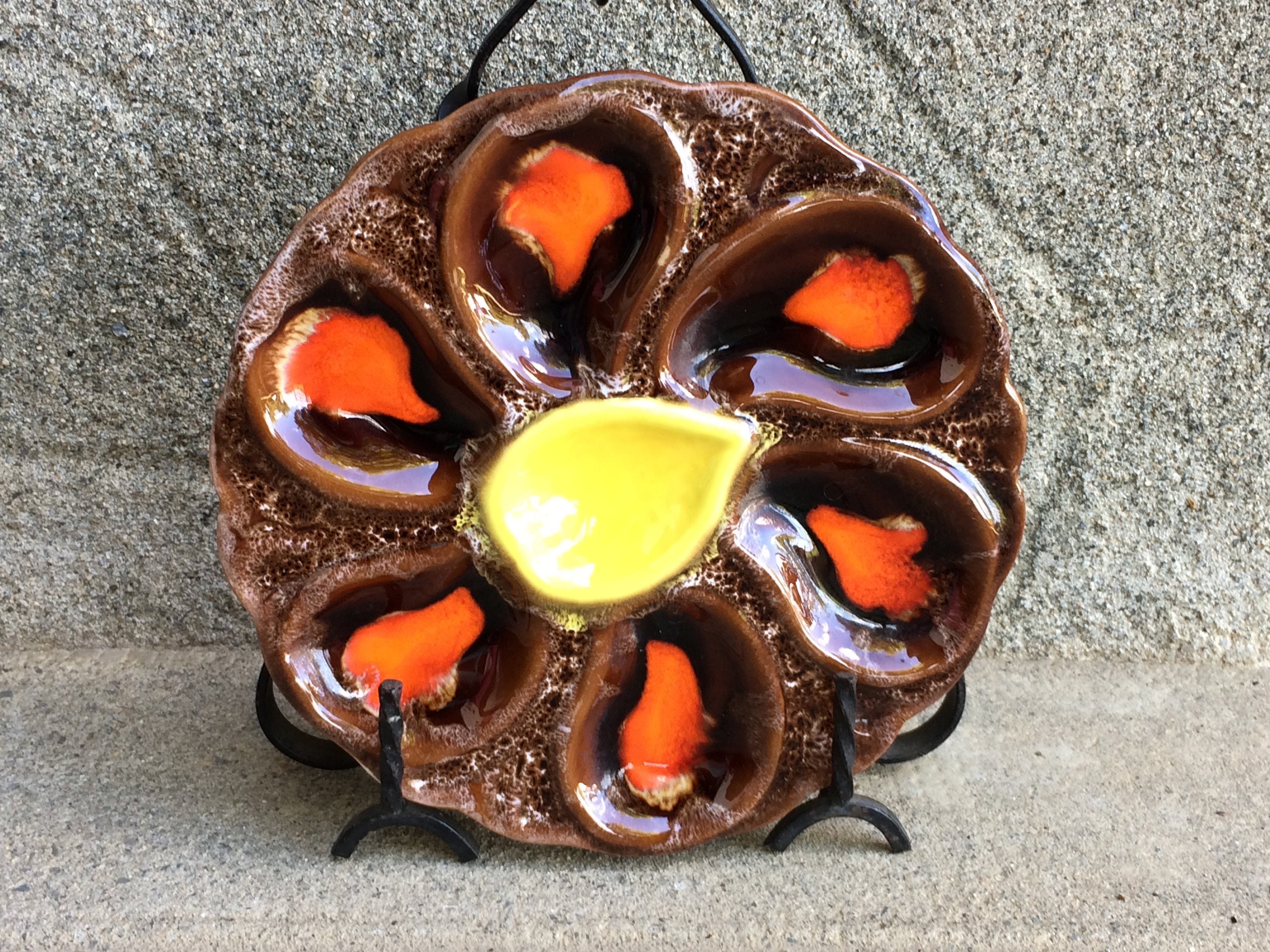 Français Assiettes d'huîtres Vintage ou à Sushis, Décoratives en Céramique Vallauris Plateaux de Fru