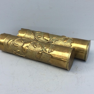 Pair of Trench Art Vases, WW1 French Antique Militaria