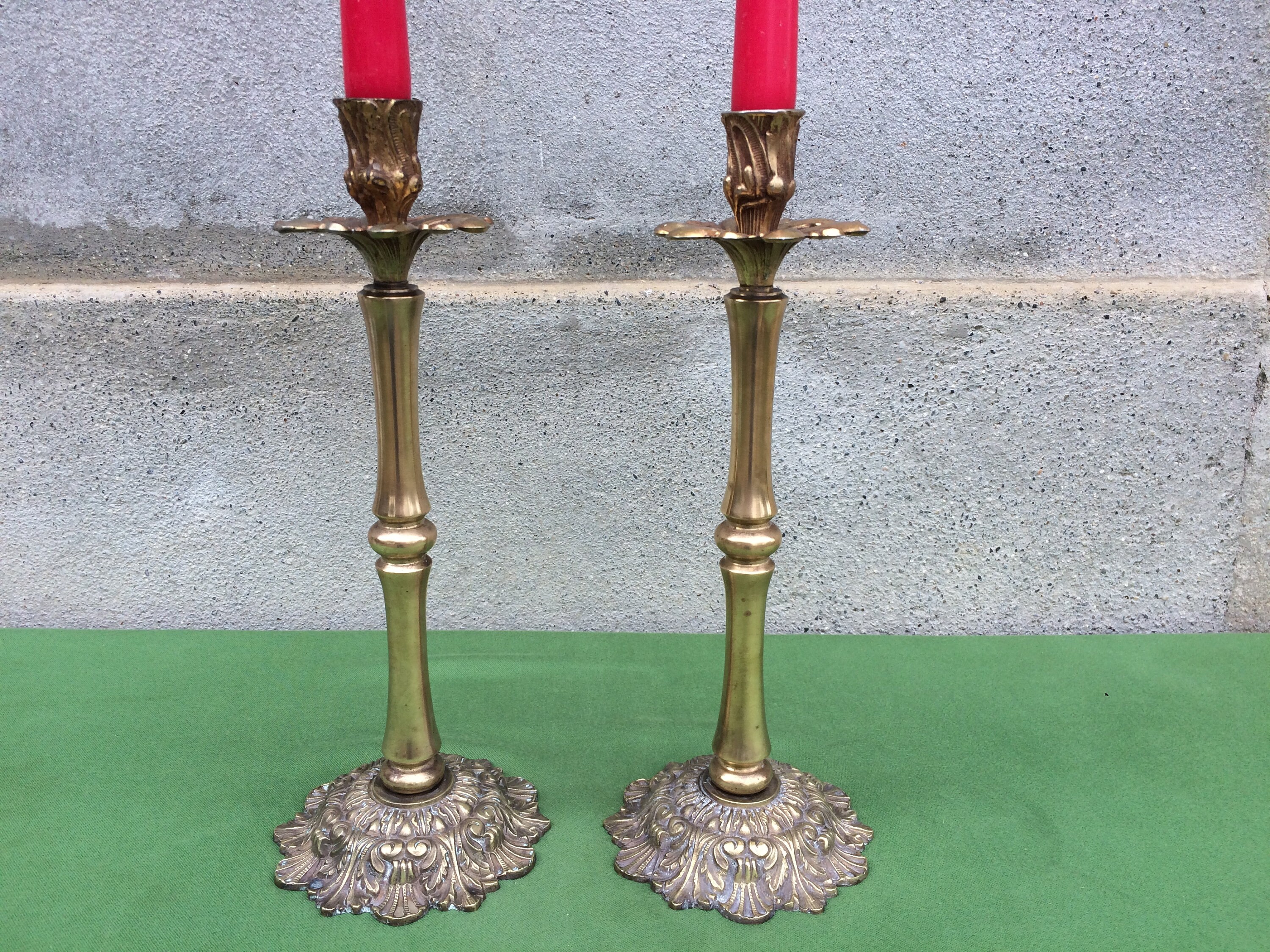 Ensemble de Bougeoirs, Paire Chandeliers en Laiton Pour La Décoration Pièce, Bougeoirs Vintage Franç