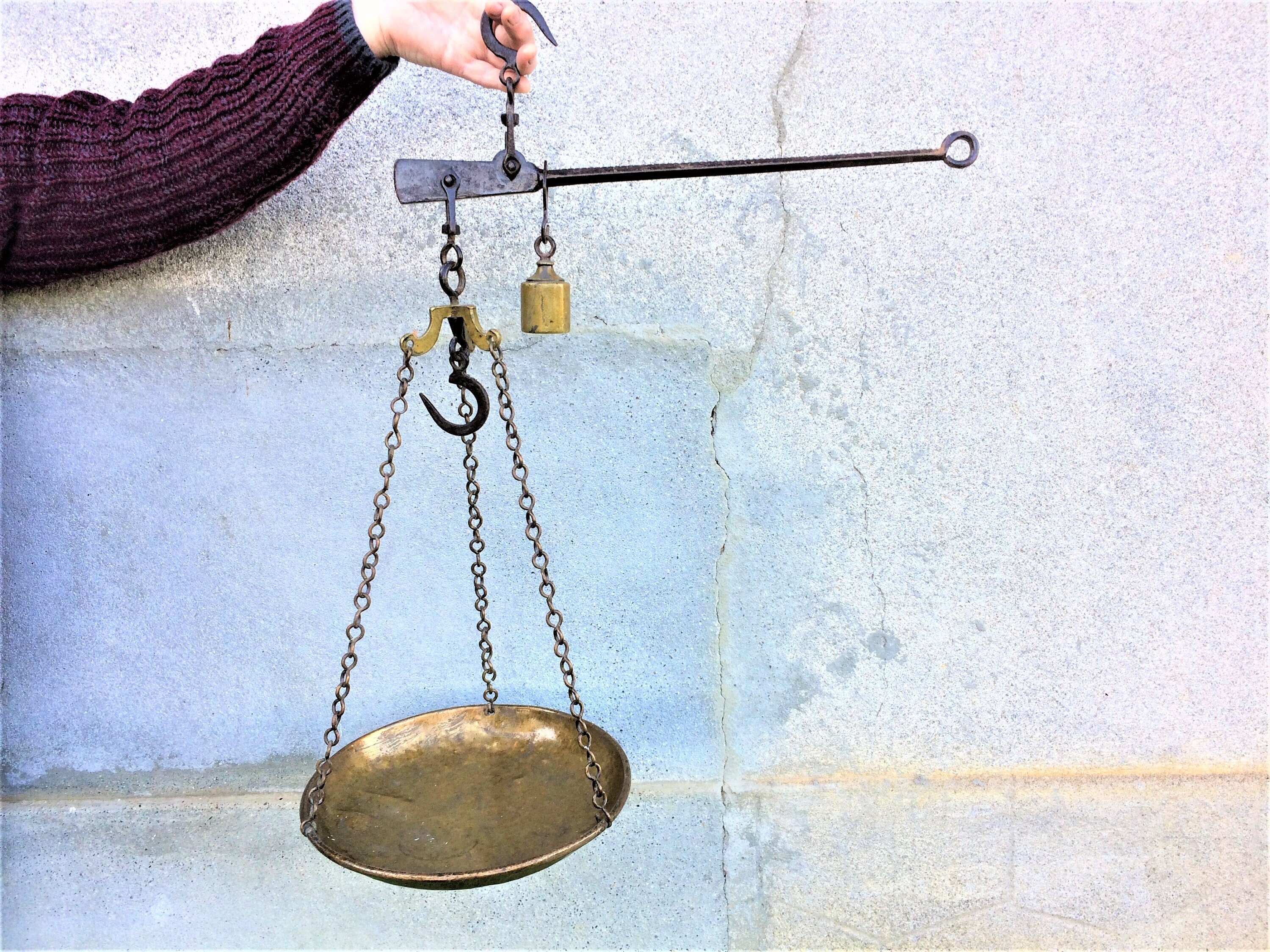 Français Antique Roman Balance Scale, Balance, Brass Room Decor, Trouvé et Fouetté