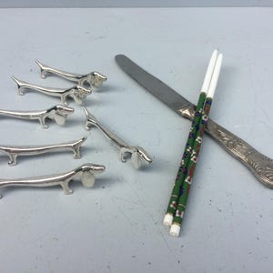 Hunde Messerbänkchen, Französische Vintage Tischdekoration