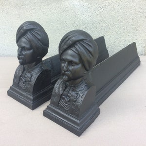 Antique Andirons, Cast Iron Fireplace Decor