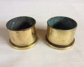 Pair of Trench Art Ashtrays, Vintage Brass Candle Holders, French Tobacciana, Found And Flogged