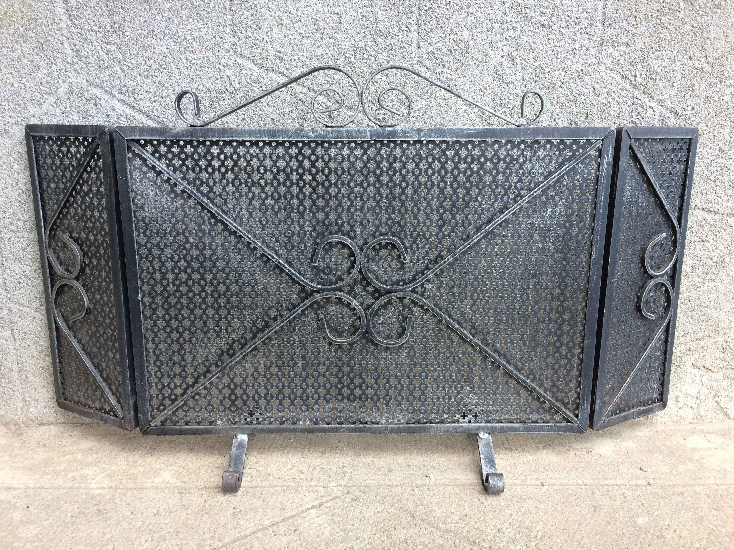 Écran de Cheminée en Fer Forgé, Écran Feu Français Vintage ou Pare-Feu, Décor Des Années 1970, Trouv